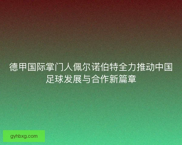 德甲国际掌门人佩尔诺伯特全力推动中国足球发展与合作新篇章