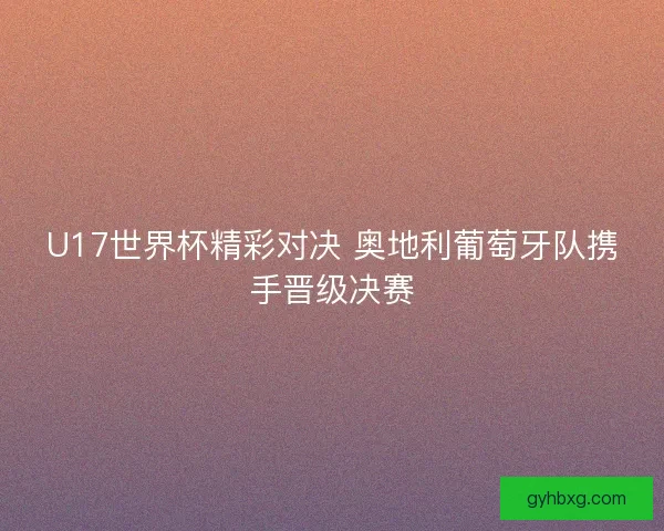 U17世界杯精彩对决 奥地利葡萄牙队携手晋级决赛